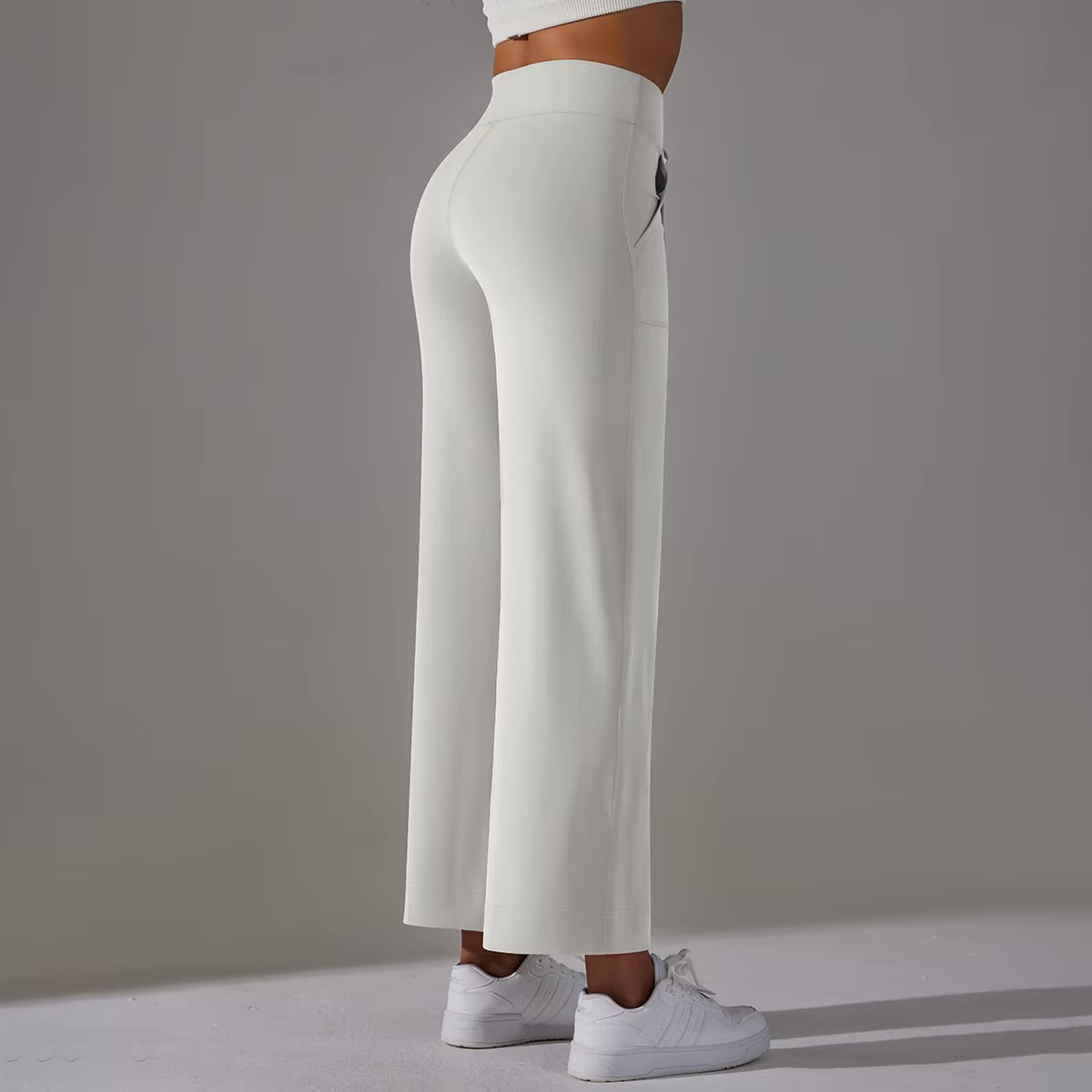 Wide Leg Pants With Pockets Women's Loose Yoga High Waist Legging Drawstring Outdoor Casual Jogging Gym Sports Flare Pants