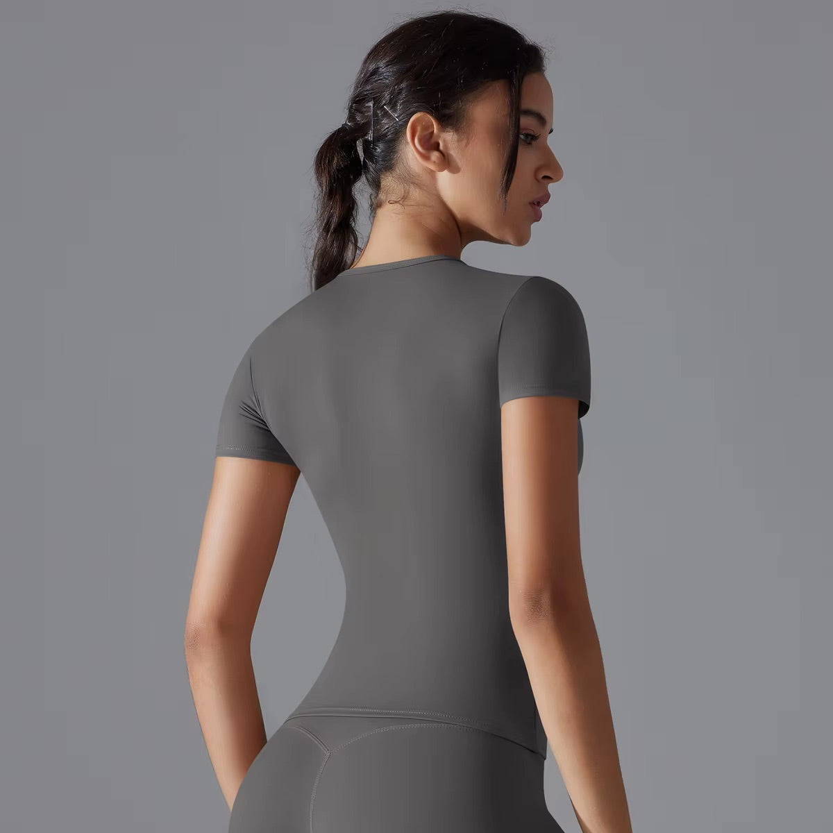 Women Running Sports T Shirt Summer Short Sleeve Round Neck Breathable Stretchy GYM Yoga Slim Fitness Active Top Tee