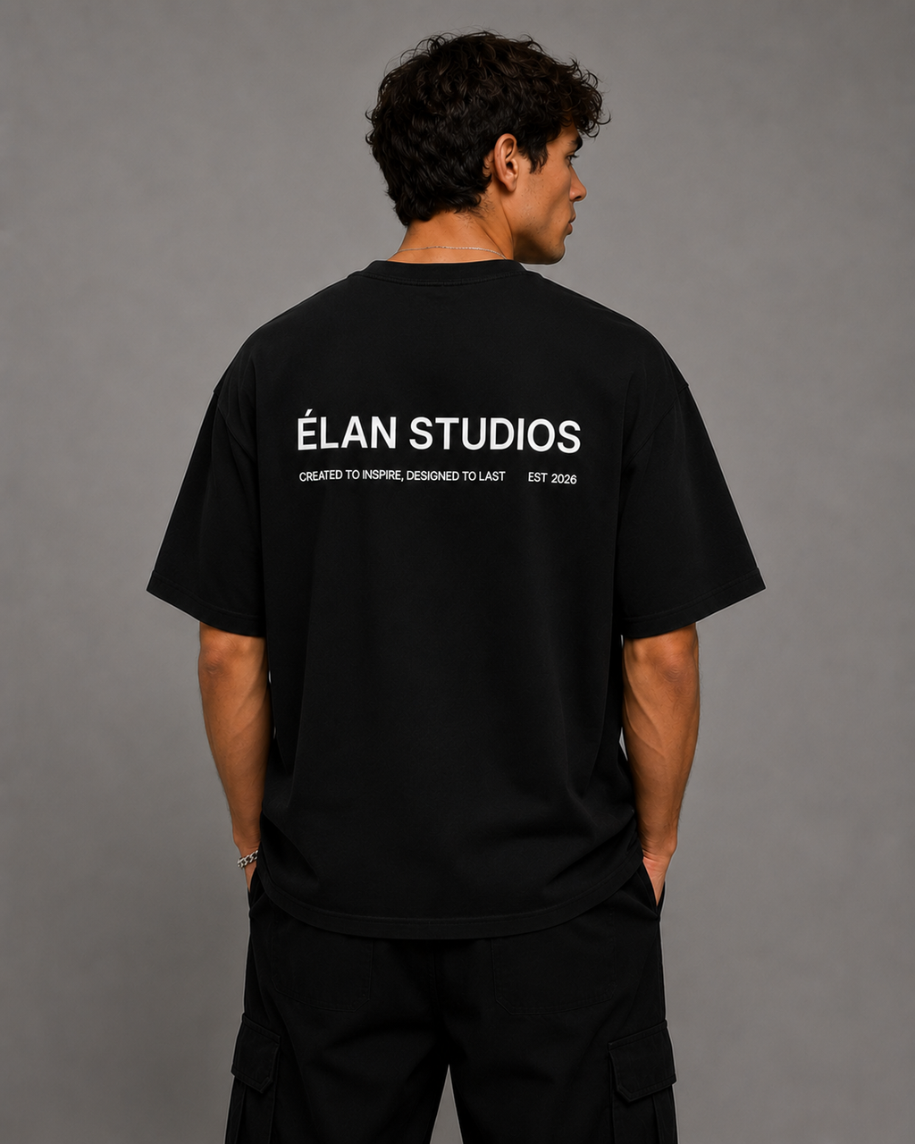 Oversized ÉLAN T-Shirt, White Text