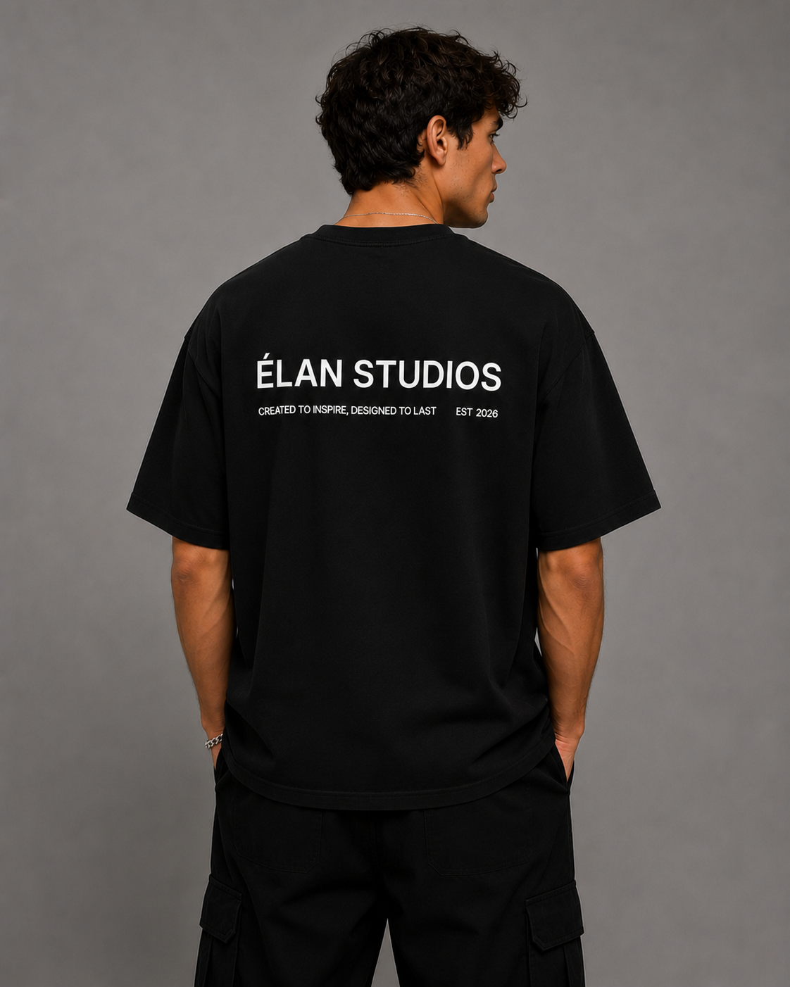Oversized ÉLAN T-Shirt, White Text