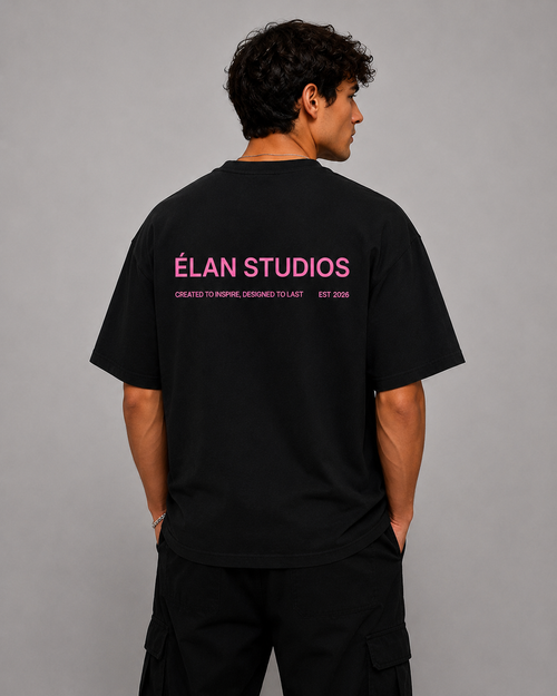 Oversized ÉLAN T-Shirt, Pink Text