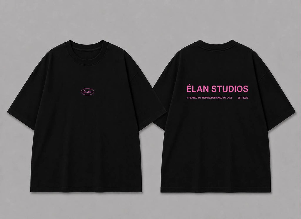 Oversized ÉLAN T-Shirt, Pink Text
