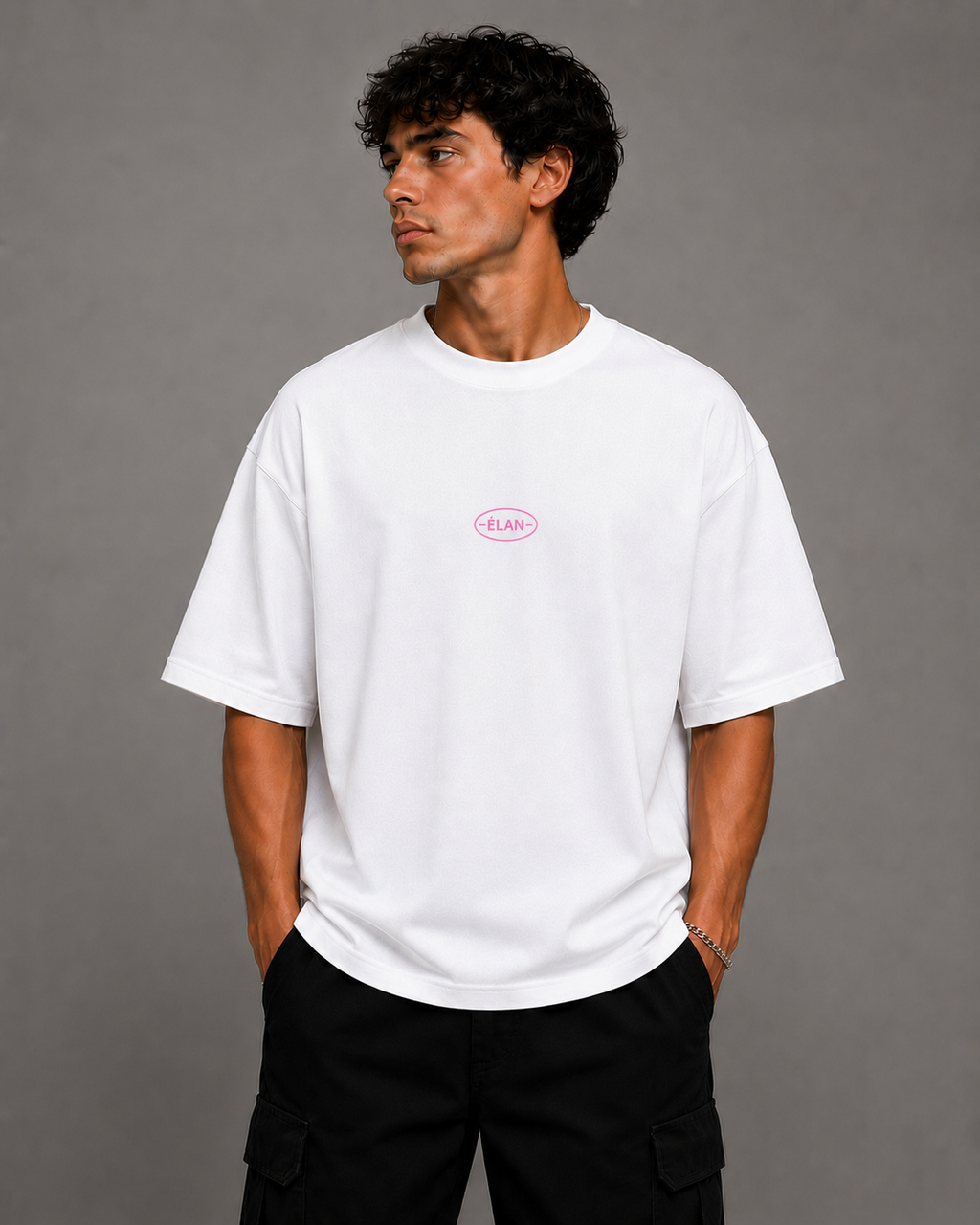 Oversized ÉLAN T-Shirt, White Text