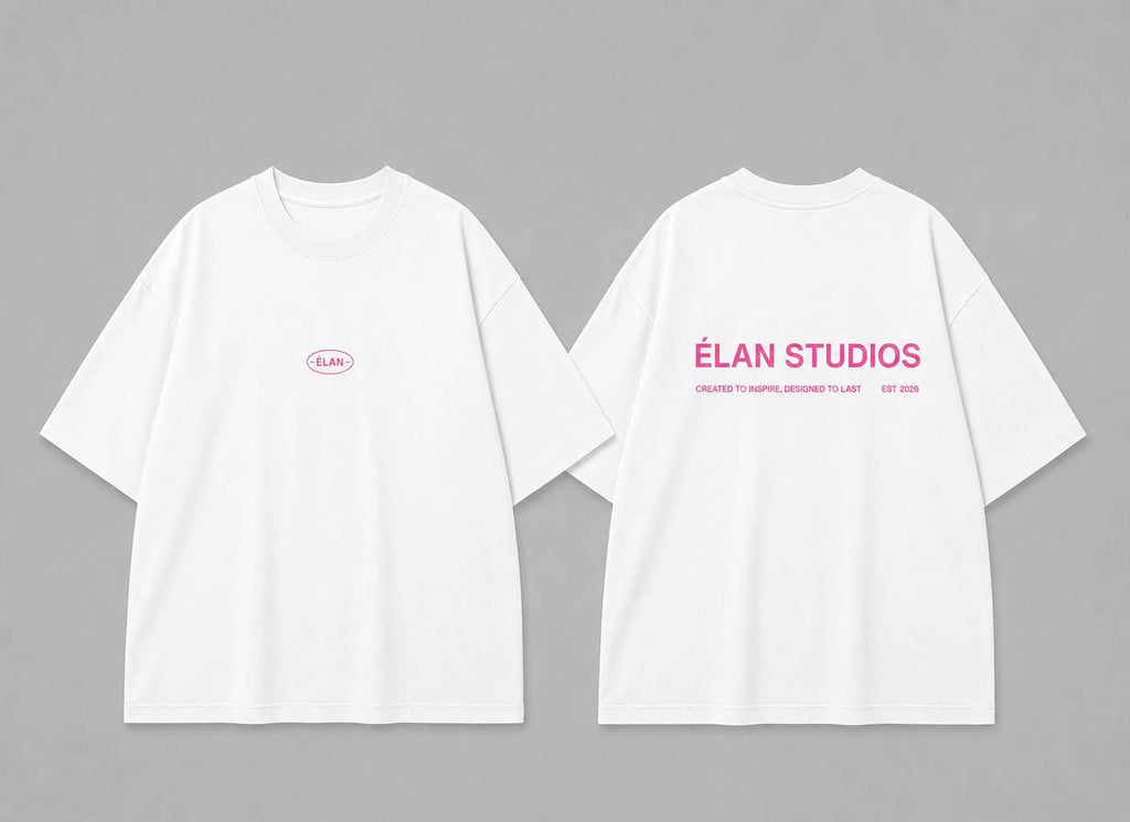 Oversized ÉLAN T-Shirt, White Text