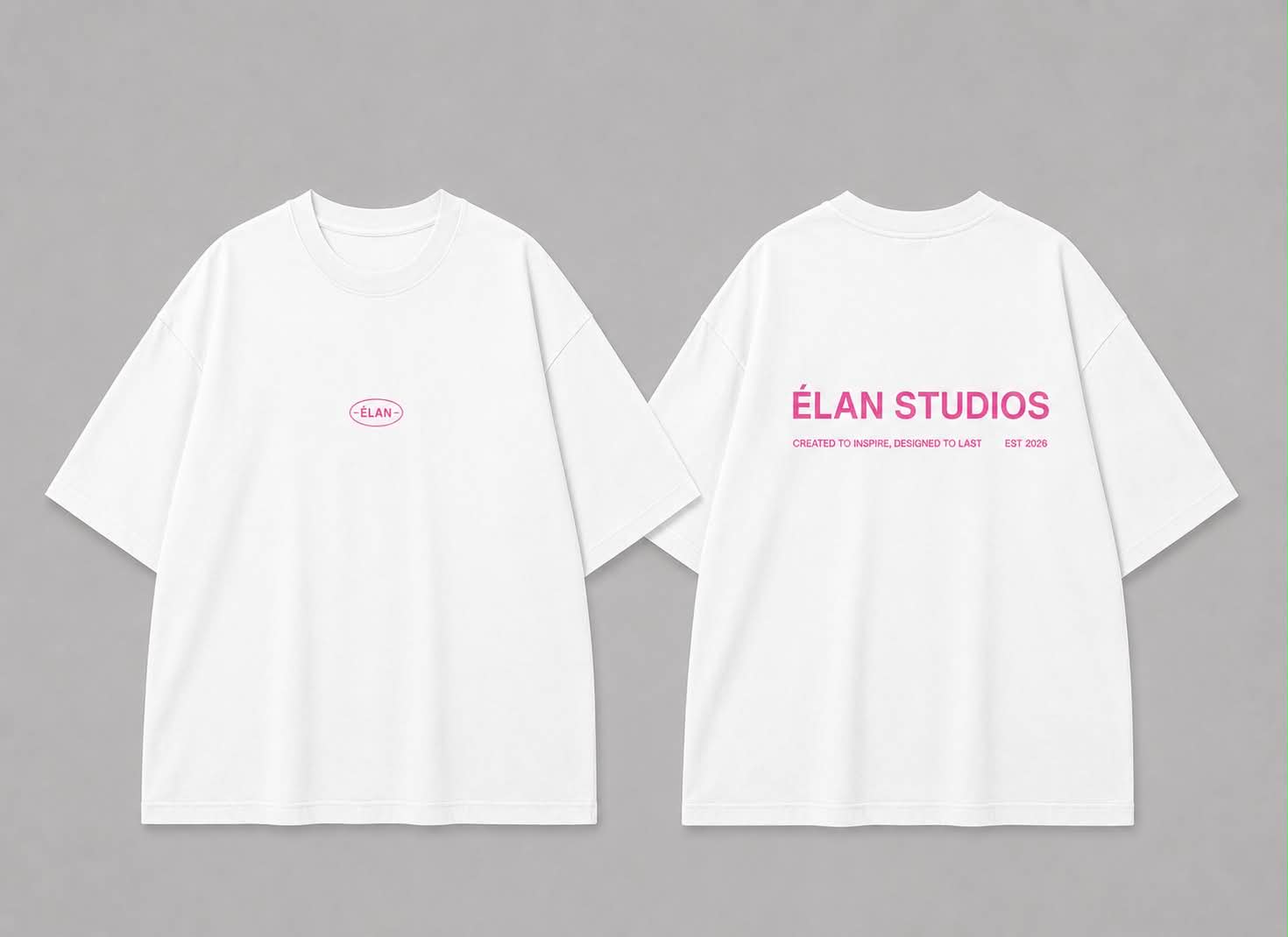 Oversized ÉLAN T-Shirt, White Text
