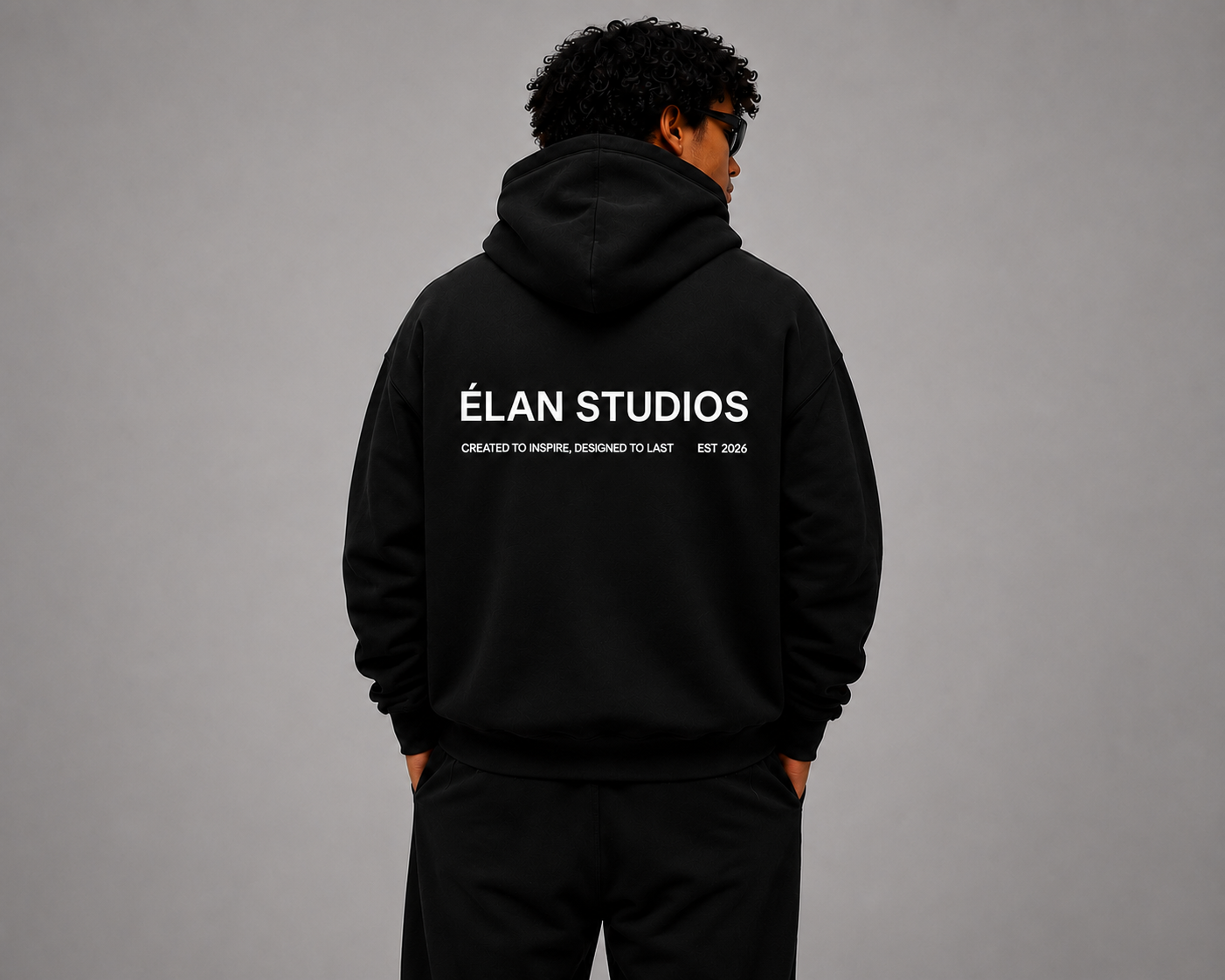 Oversized ÉLAN Hoodie, White Text