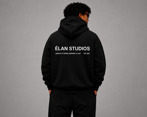 Oversized ÉLAN Hoodie, White Text