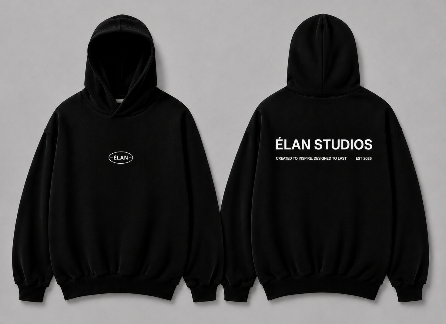 Oversized ÉLAN Hoodie, White Text