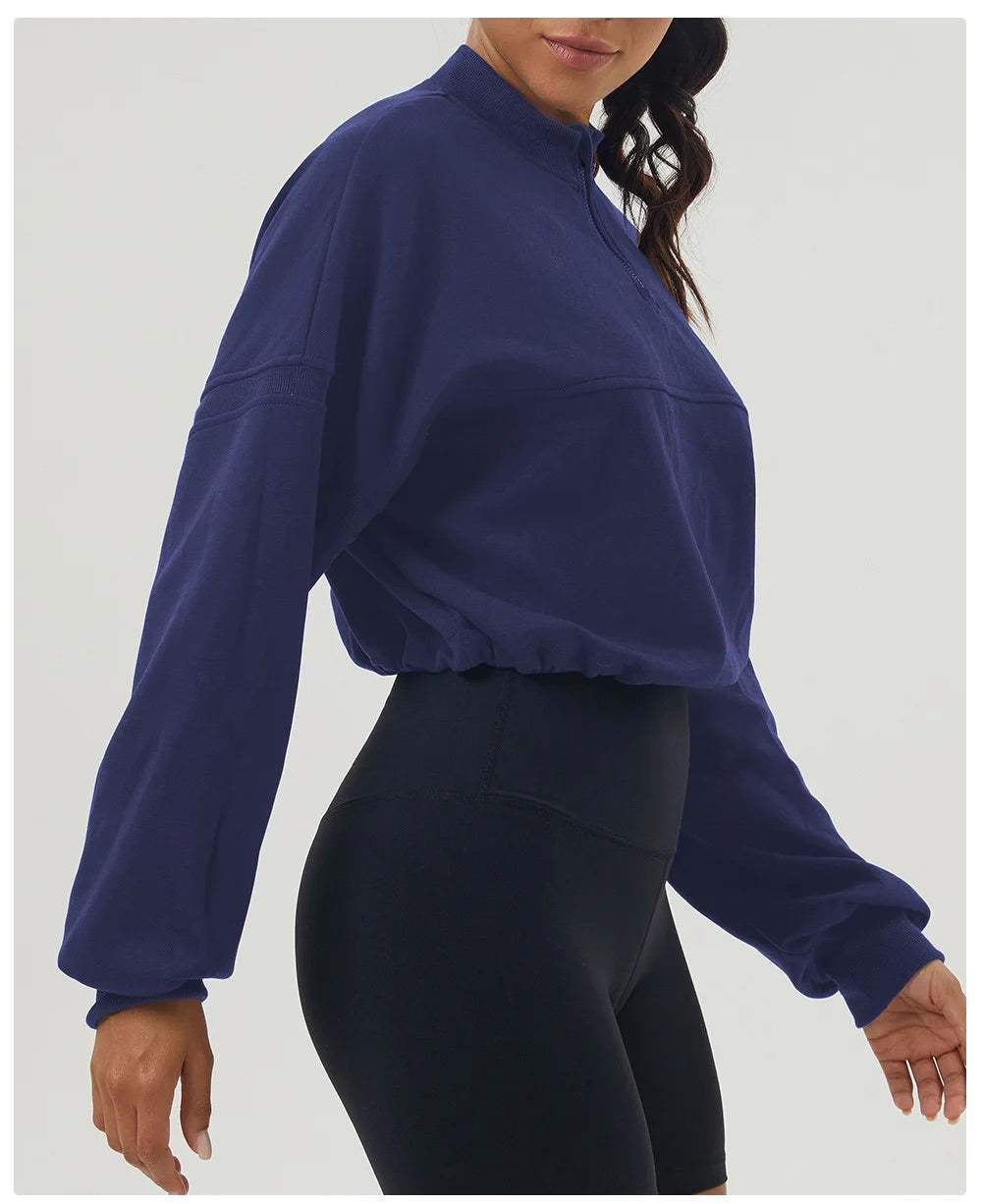 VILLA sweat | half zip cropped