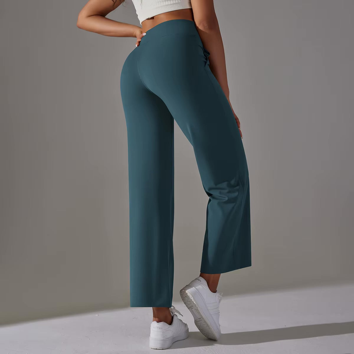 Wide Leg Pants With Pockets Women's Loose Yoga High Waist Legging Drawstring Outdoor Casual Jogging Gym Sports Flare Pants 