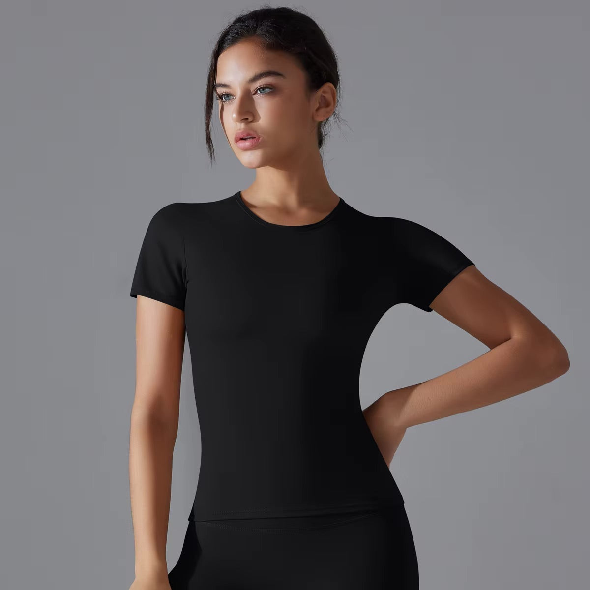 Women Running Sports T Shirt Summer Short Sleeve Round Neck Breathable Stretchy GYM Yoga Slim Fitness Active Top Tee 