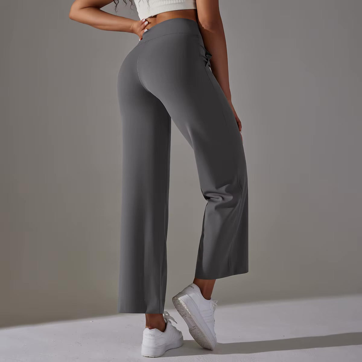 Wide Leg Pants With Pockets Women's Loose Yoga High Waist Legging Drawstring Outdoor Casual Jogging Gym Sports Flare Pants 