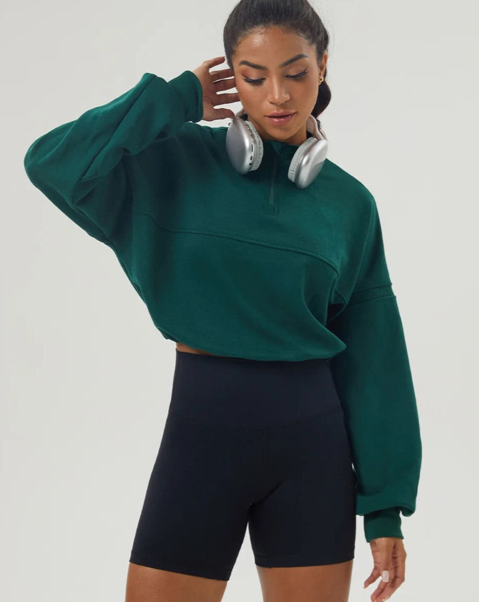 VILLA sweat | half zip cropped