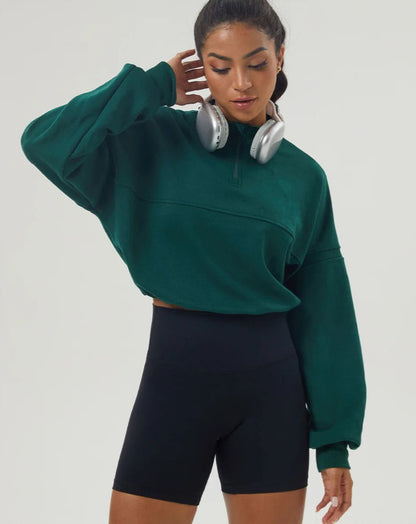 VILLA sweat | half zip cropped