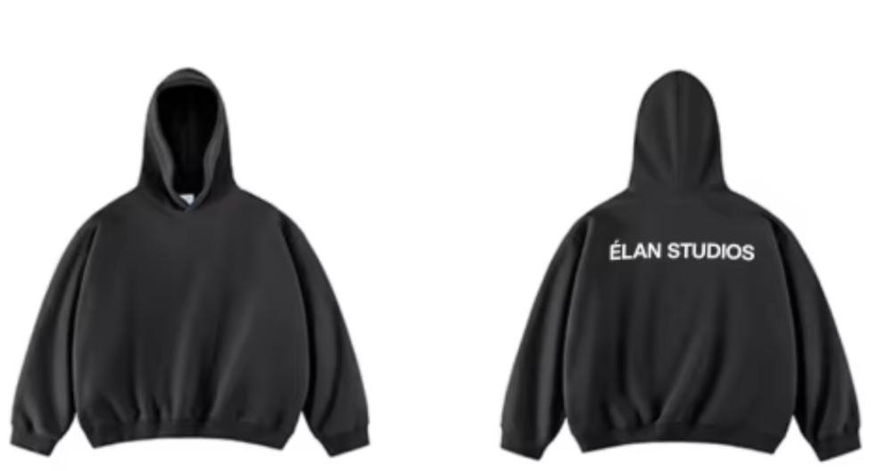 Oversized ÉLAN Hoodie, White Text