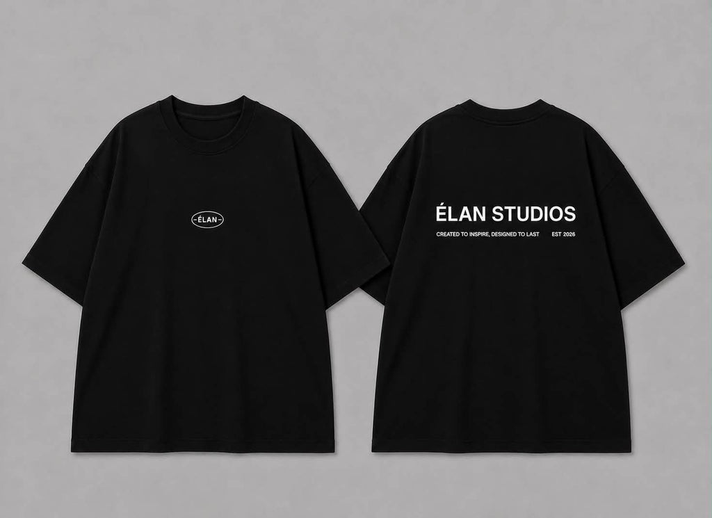 Oversized ÉLAN T-Shirt, White Text